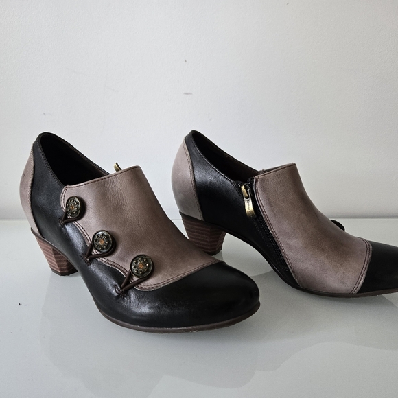 L' ARTISTE hand painted leather shoes, antique buttons.Brown/black.Size 40/9-9.5 - Picture 2 of 11